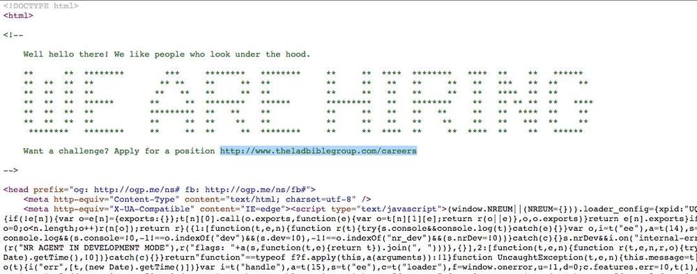  screenshot of source code of  theladbible.com  